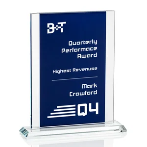 Sapphire Starfire Award Engraved to Reveal Clear Crystal