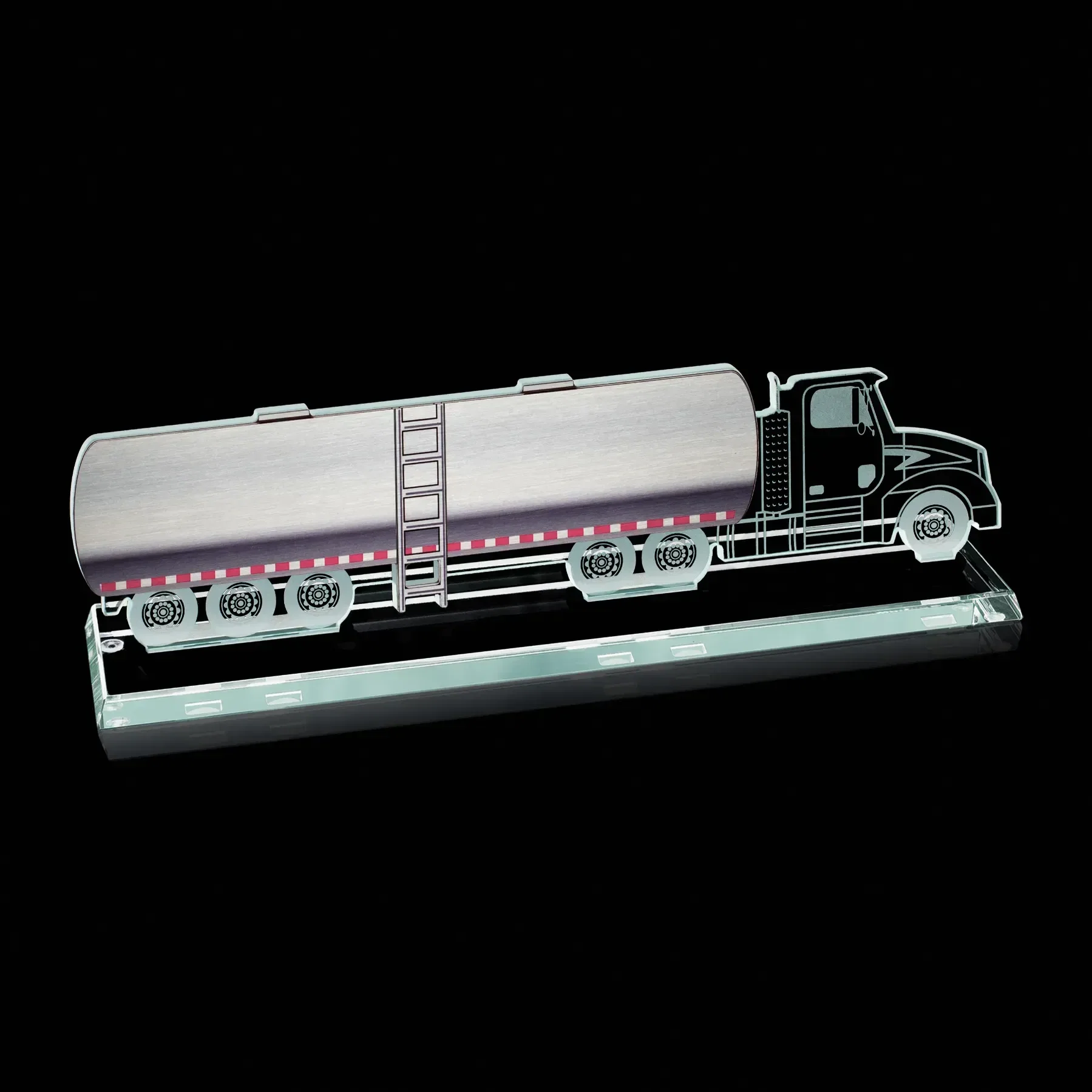 Custom Jade Glass Tanker Truck Award — view 2