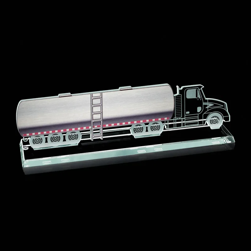 Custom Jade Glass Tanker Truck Award — view 2
