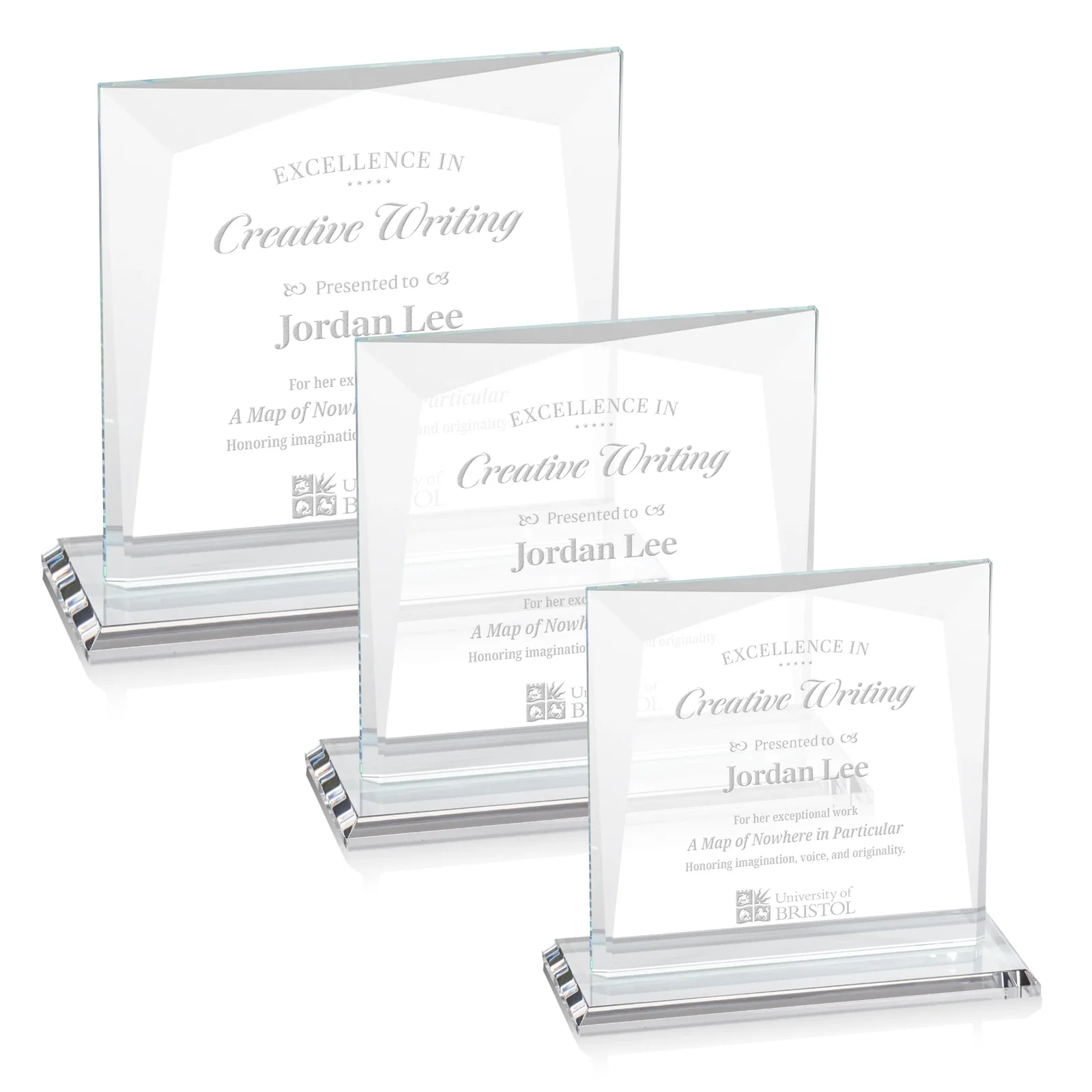 Custom Starfire Crystal Square Award with All-Around Beveled Frame, awards for employee recognition