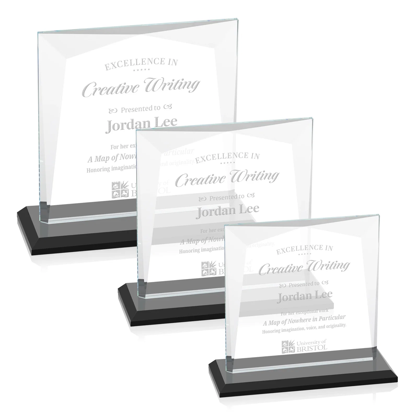 Personalized Starfire Crystal Square Award with All-Around Beveled Frame, awards for employee recognition