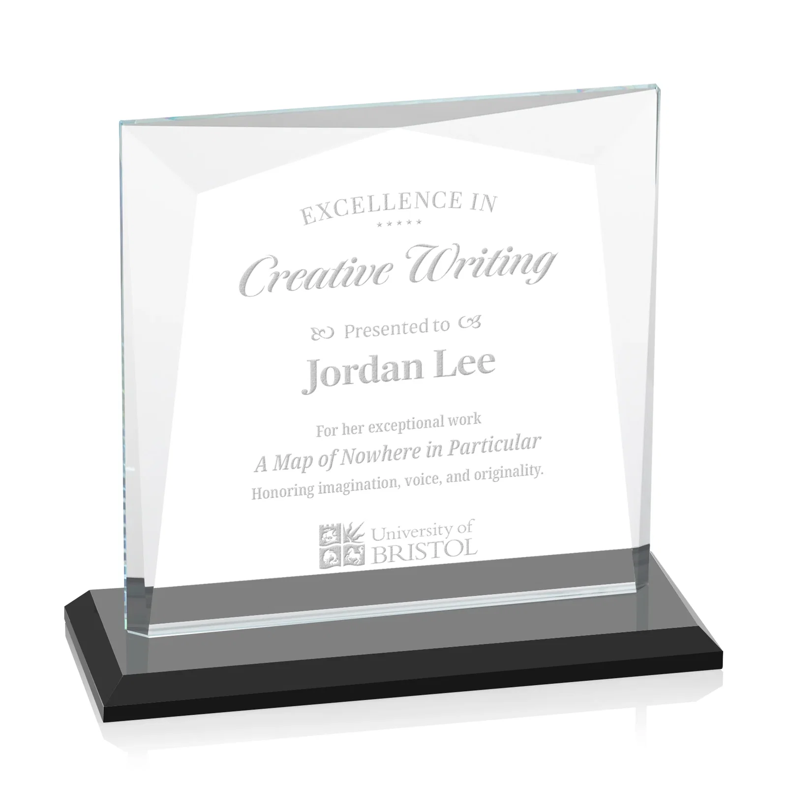 Personalized Starfire Crystal Square Award with All-Around Beveled Frame, awards for sales achievement awards
