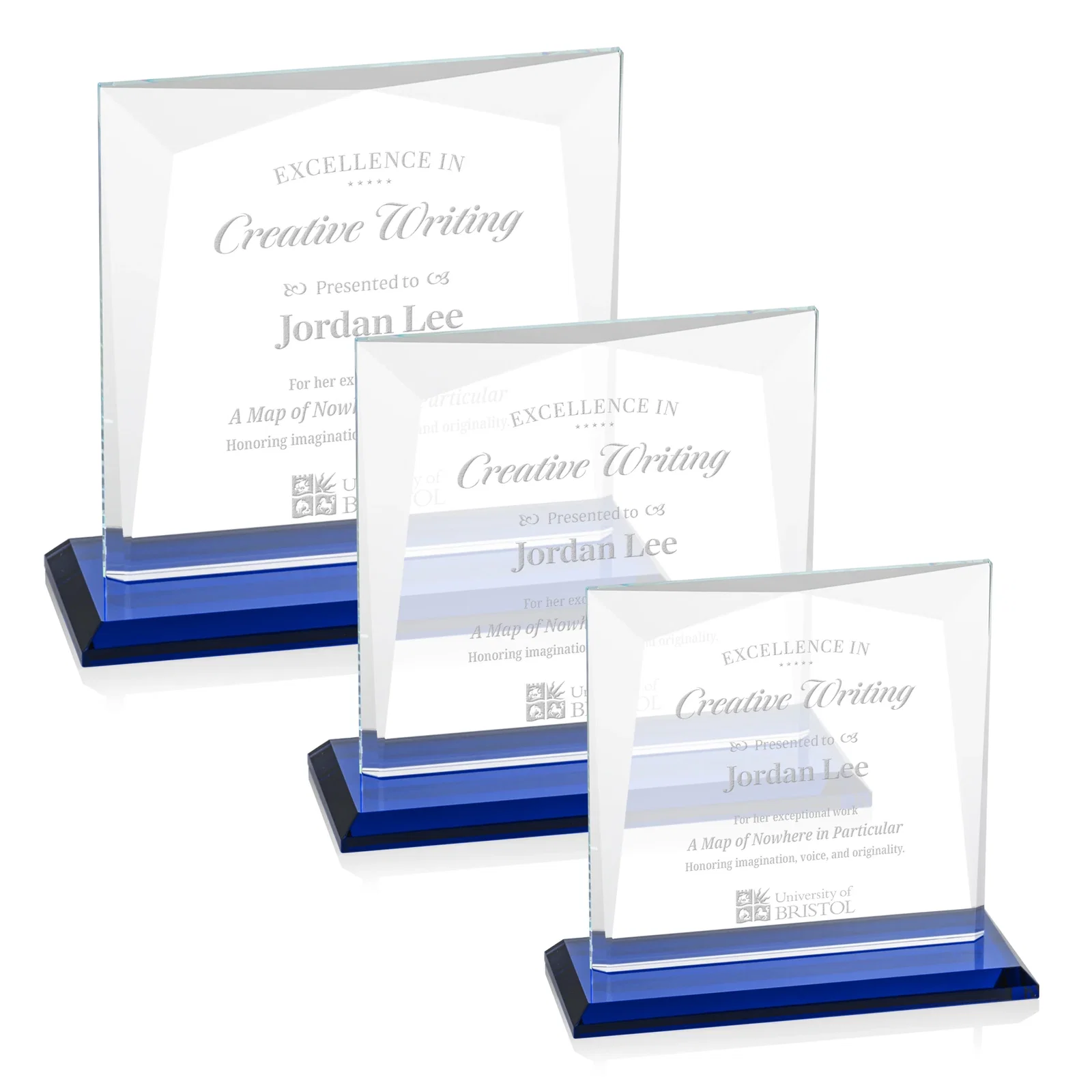 Personalized Starfire Crystal Square Award with All-Around Beveled Frame, awards for retirement presentations