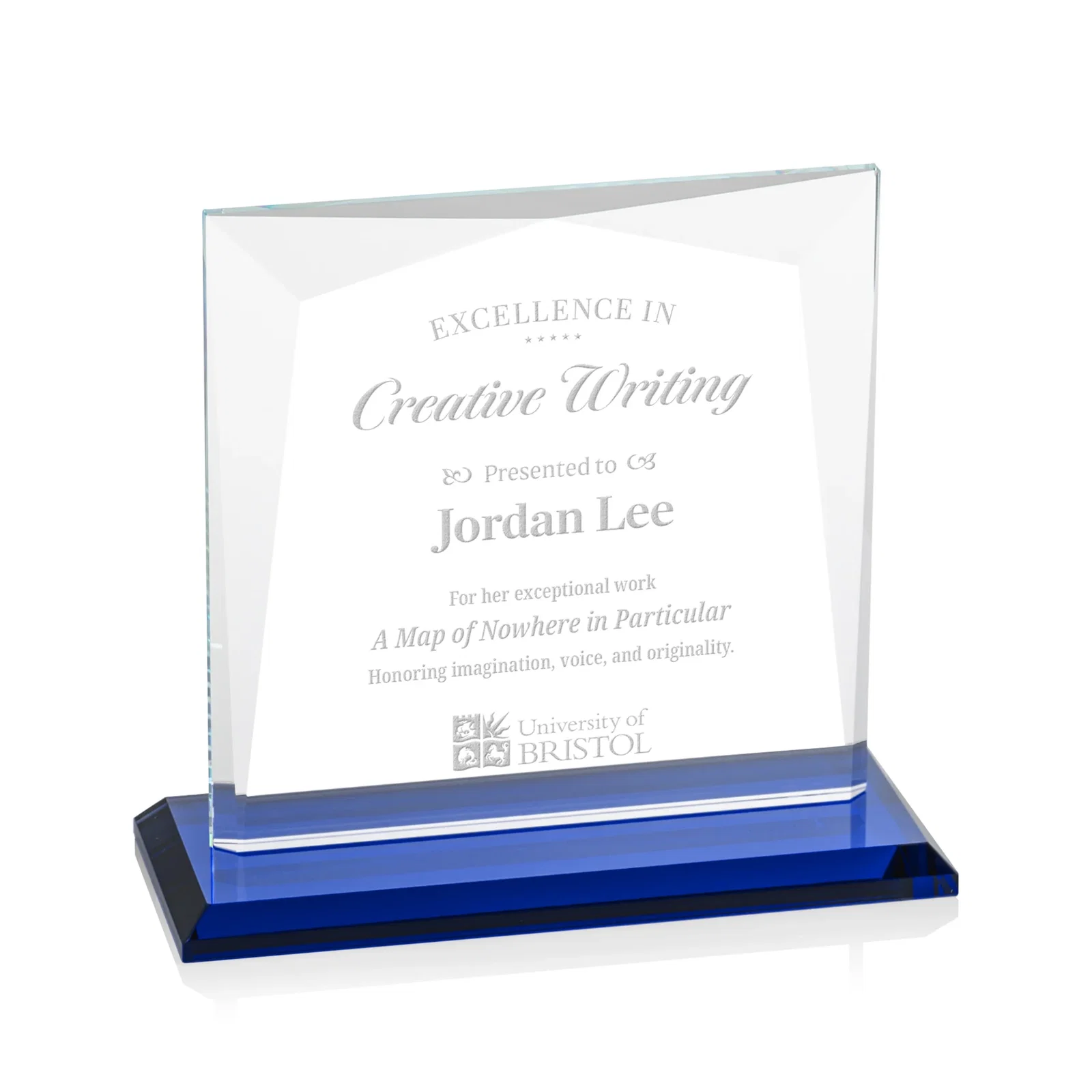Personalized Starfire Crystal Square Award with All-Around Beveled Frame, awards for team milestone celebrations