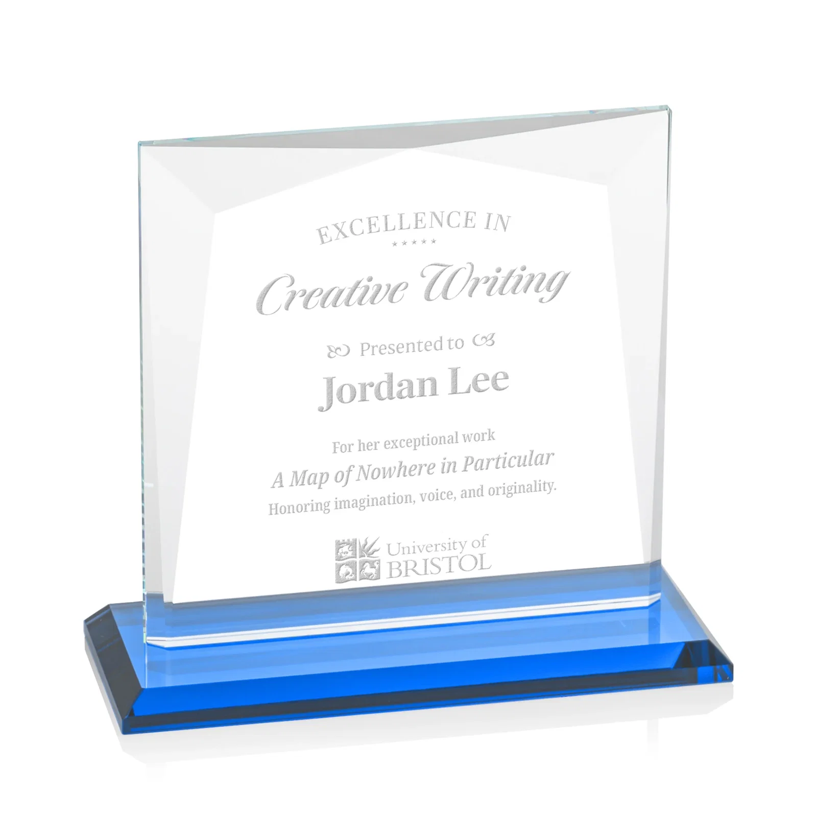 Promotional Starfire Crystal Square Award with All-Around Beveled Frame, awards for service anniversary gifts