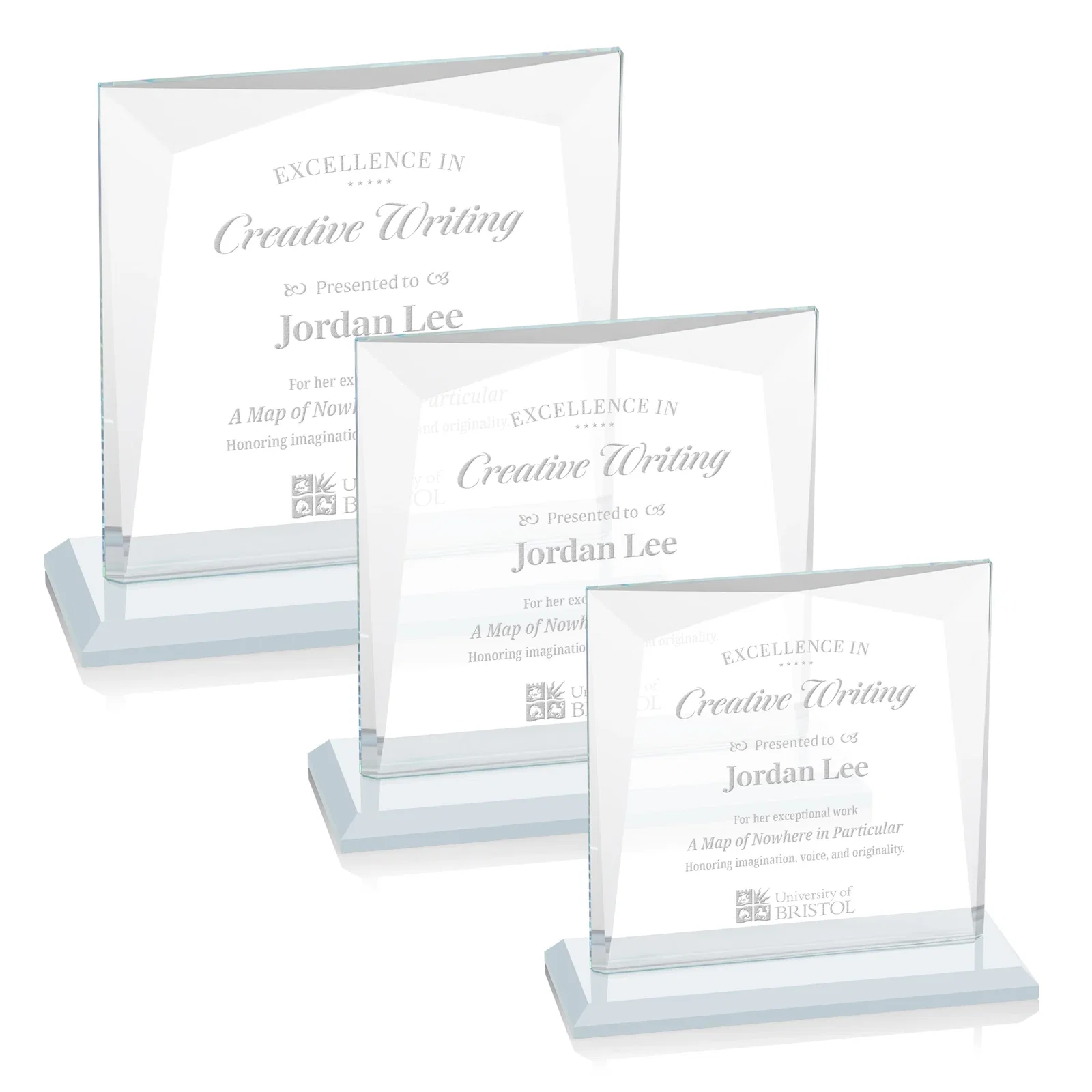 Promotional Starfire Crystal Square Award with All-Around Beveled Frame, awards for retirement presentations
