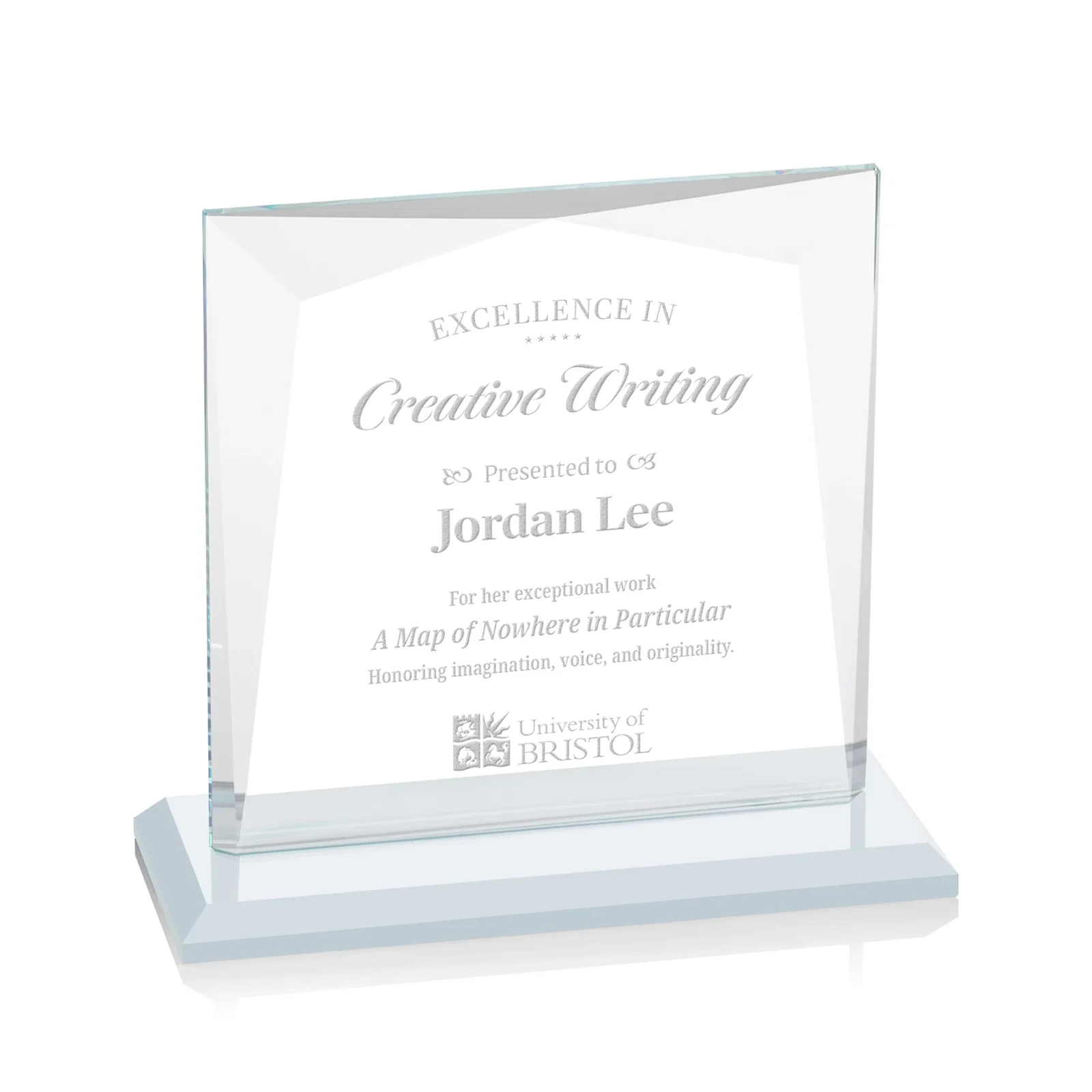 Promotional Starfire Crystal Square Award with All-Around Beveled Frame, awards for team milestone celebrations