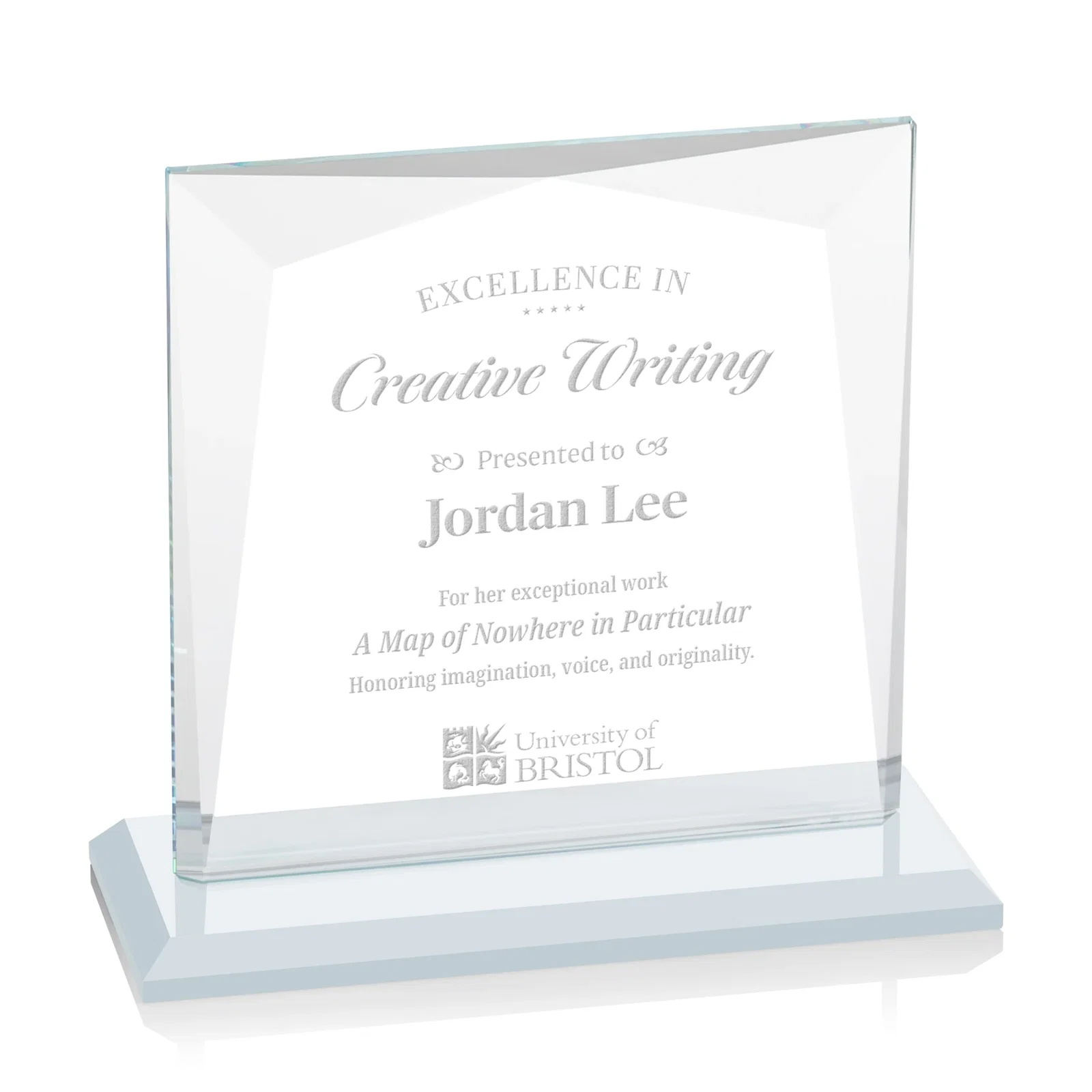 Promotional Starfire Crystal Square Award with All-Around Beveled Frame, awards for graduation ceremonies