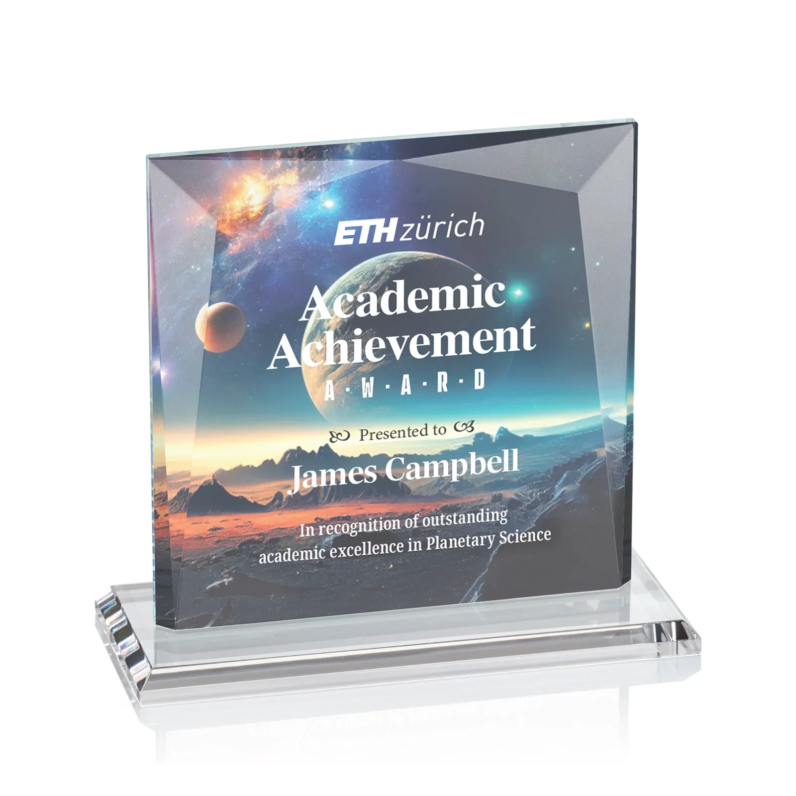 Promotional Starfire Crystal Square Award with All-Around Beveled Frame, awards for volunteer appreciation