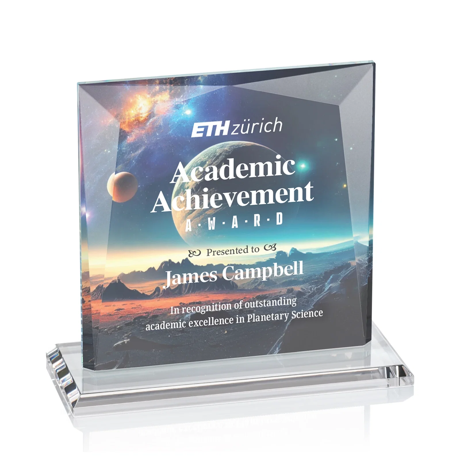 Promotional Starfire Crystal Square Award with All-Around Beveled Frame, awards for dealer and partner awards