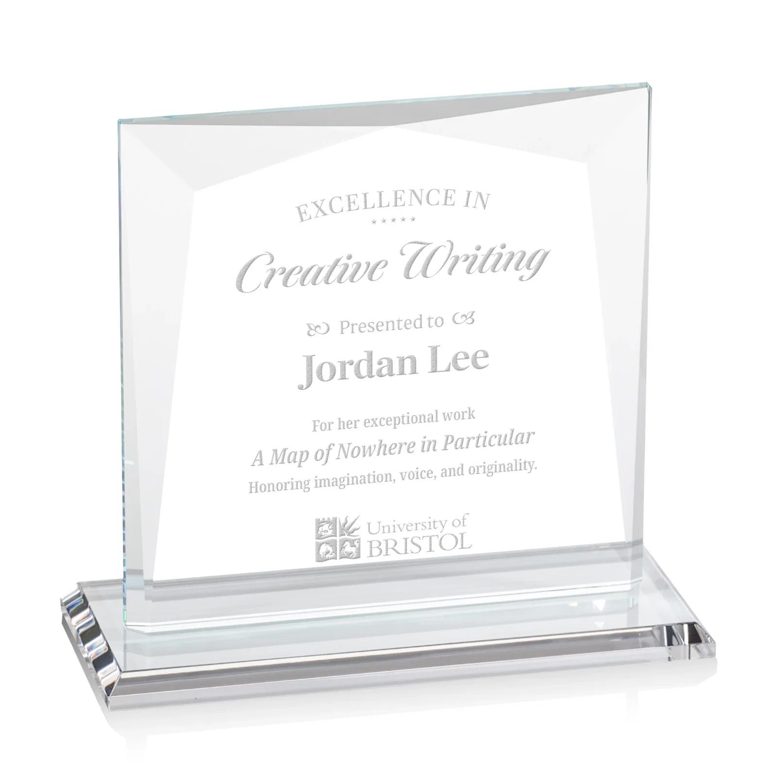 Custom Starfire Crystal Square Award with All-Around Beveled Frame, awards for sales achievement awards