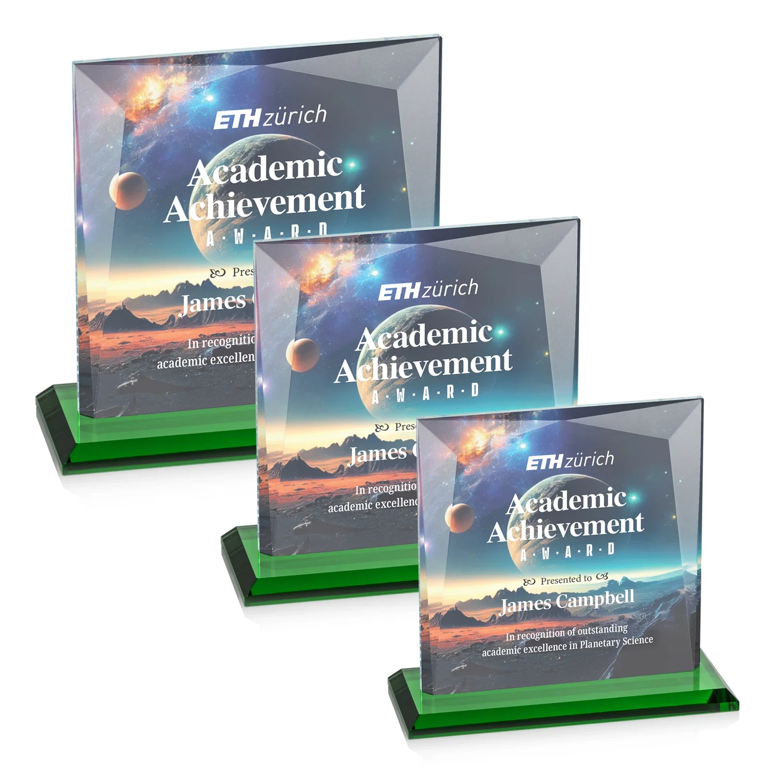 Branded Starfire Crystal Square Award with All-Around Beveled Frame, awards for retirement presentations