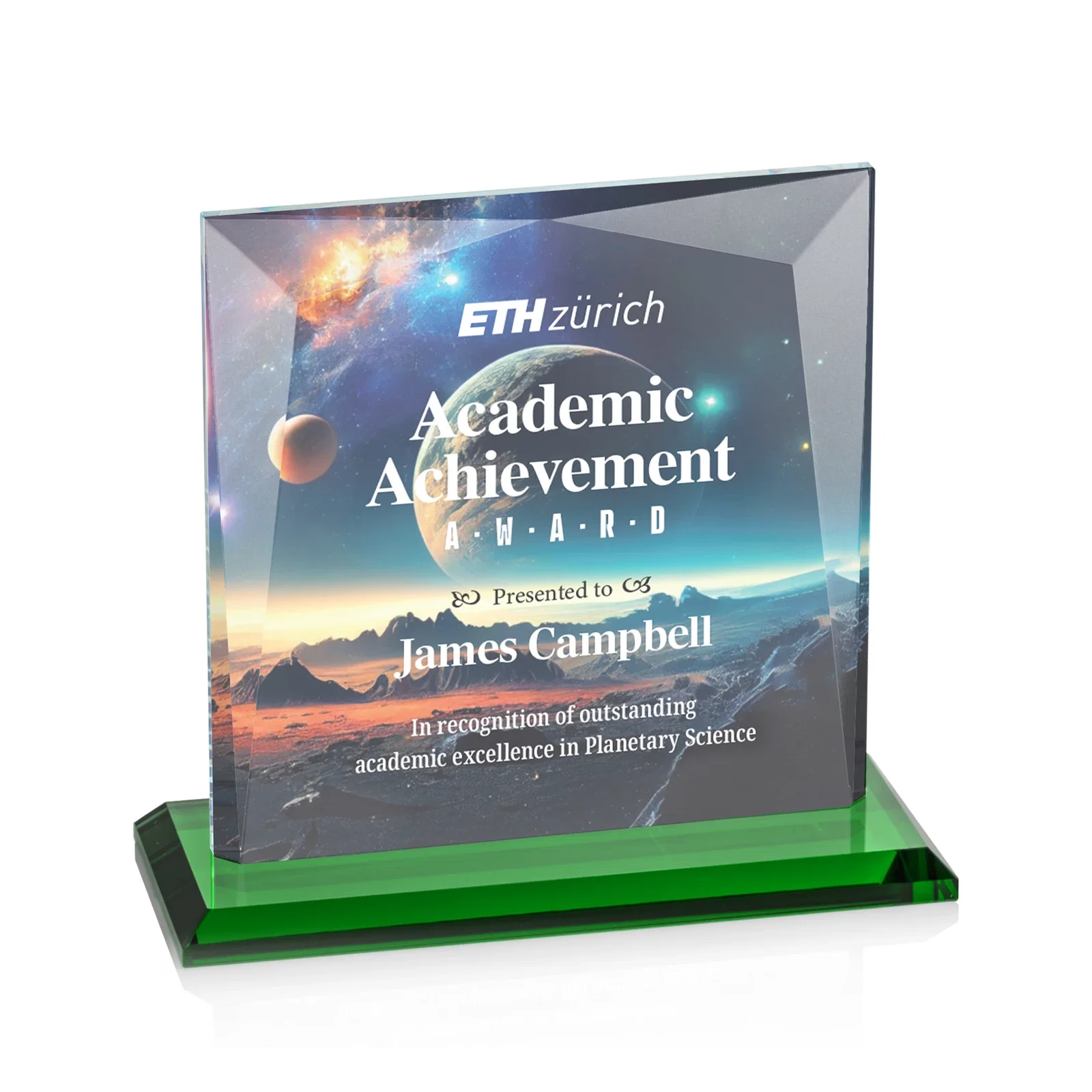 Branded Starfire Crystal Square Award with All-Around Beveled Frame, awards for team milestone celebrations