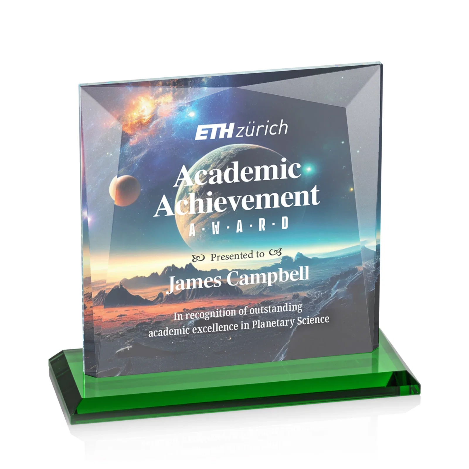 Branded Starfire Crystal Square Award with All-Around Beveled Frame, awards for donor appreciation
