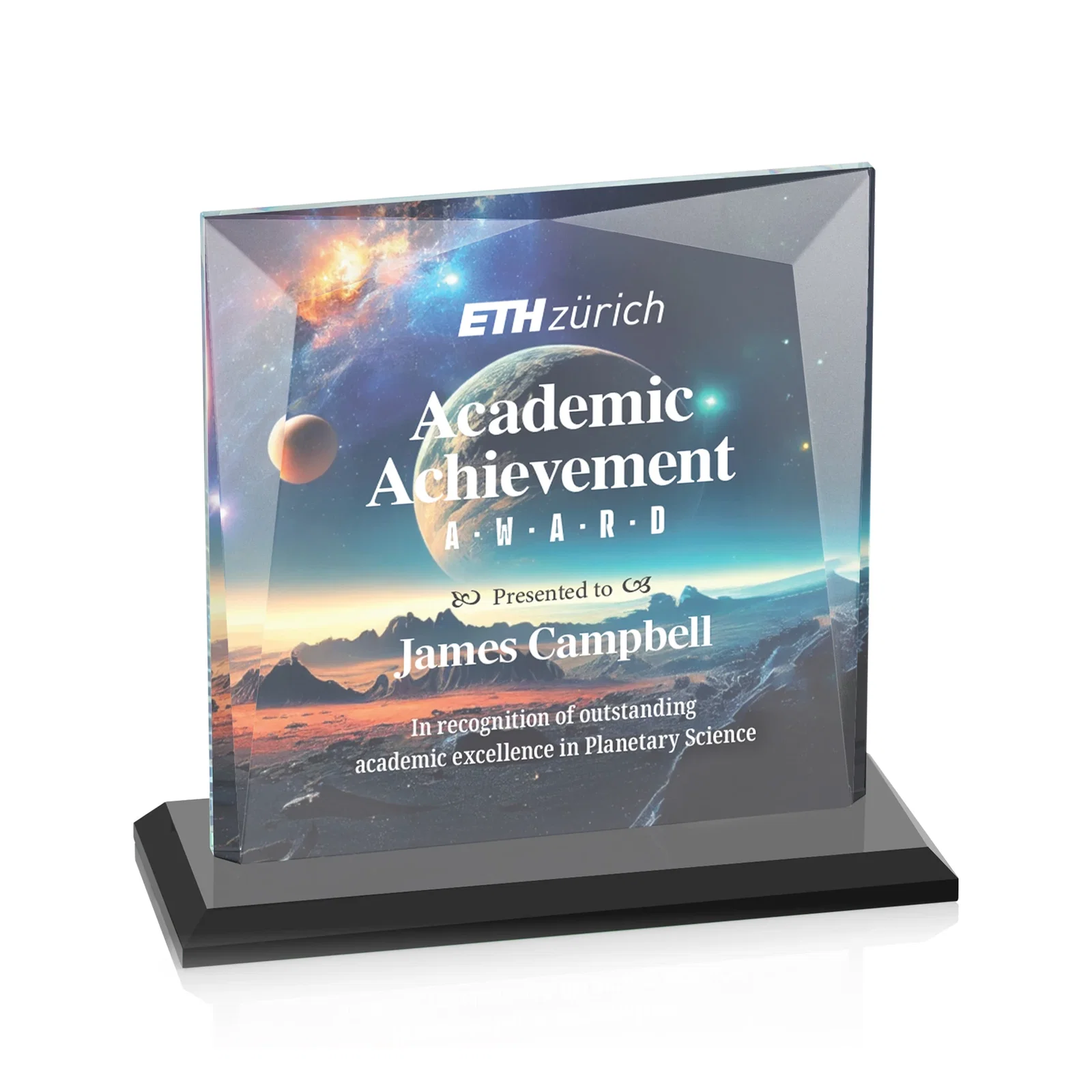 Branded Starfire Crystal Square Award with All-Around Beveled Frame, awards for volunteer appreciation