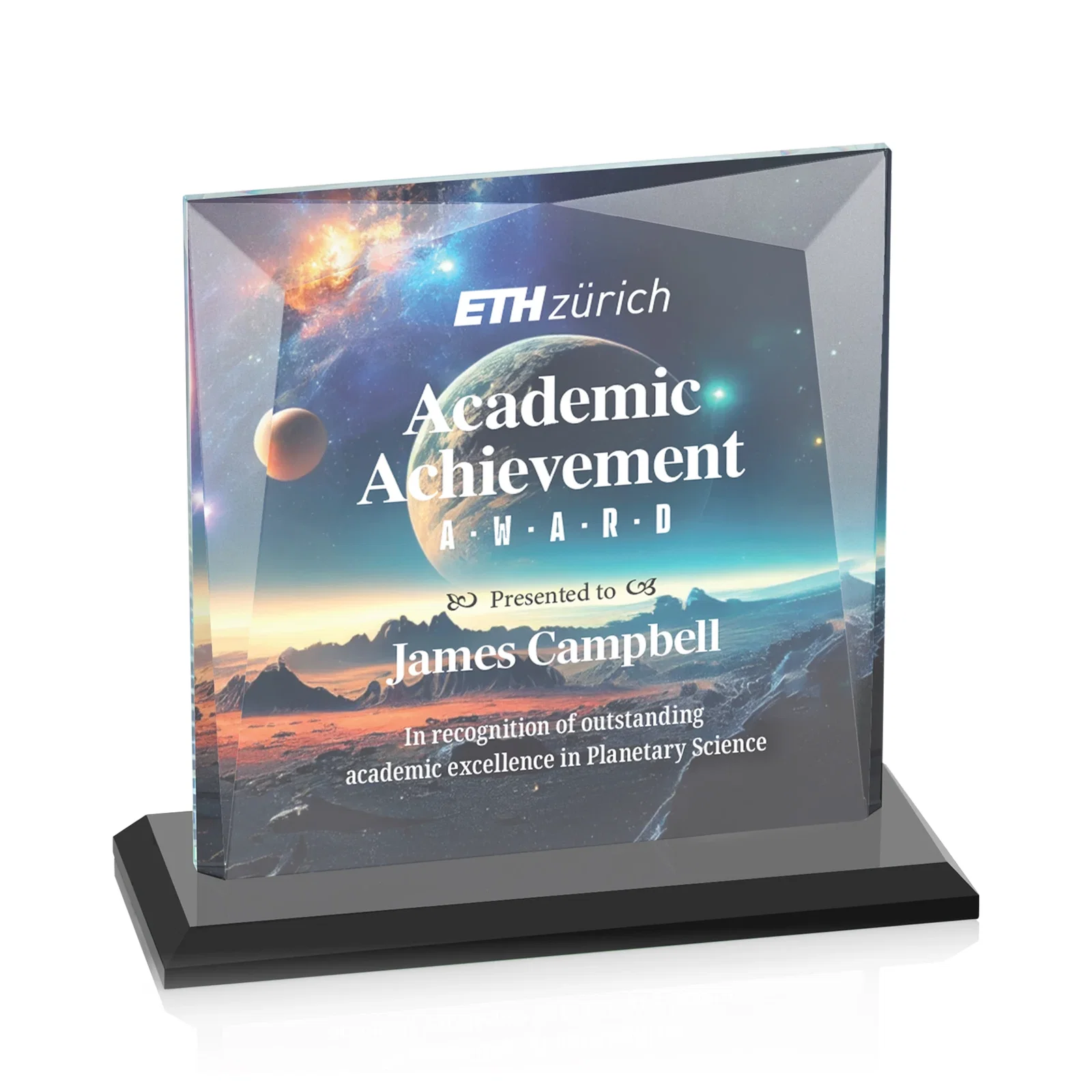 Branded Starfire Crystal Square Award with All-Around Beveled Frame, awards for dealer and partner awards