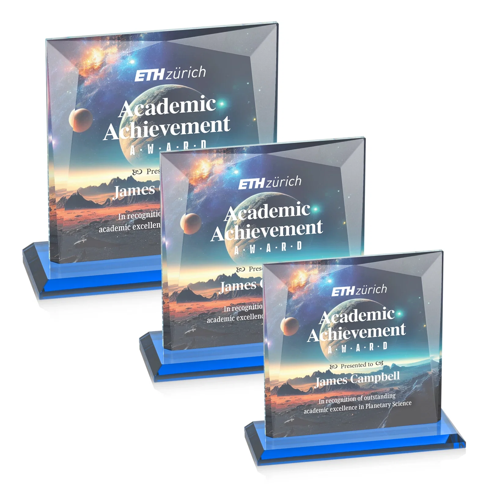 Custom printed Starfire Crystal Square Award with All-Around Beveled Frame, awards for safety achievement programs