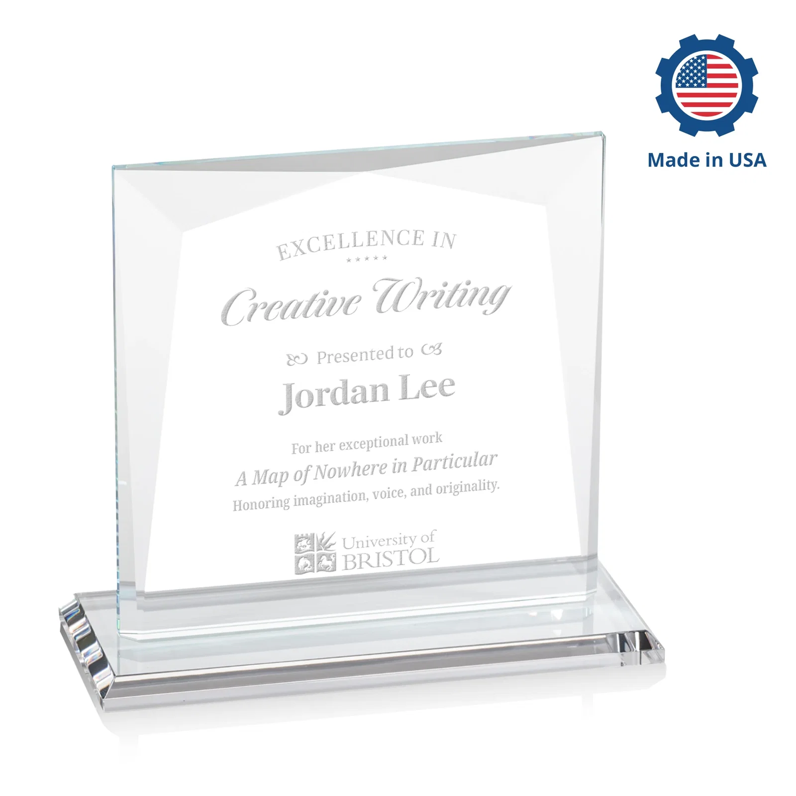 Customized Starfire Crystal Square Award with All-Around Beveled Frame, awards for team milestone celebrations