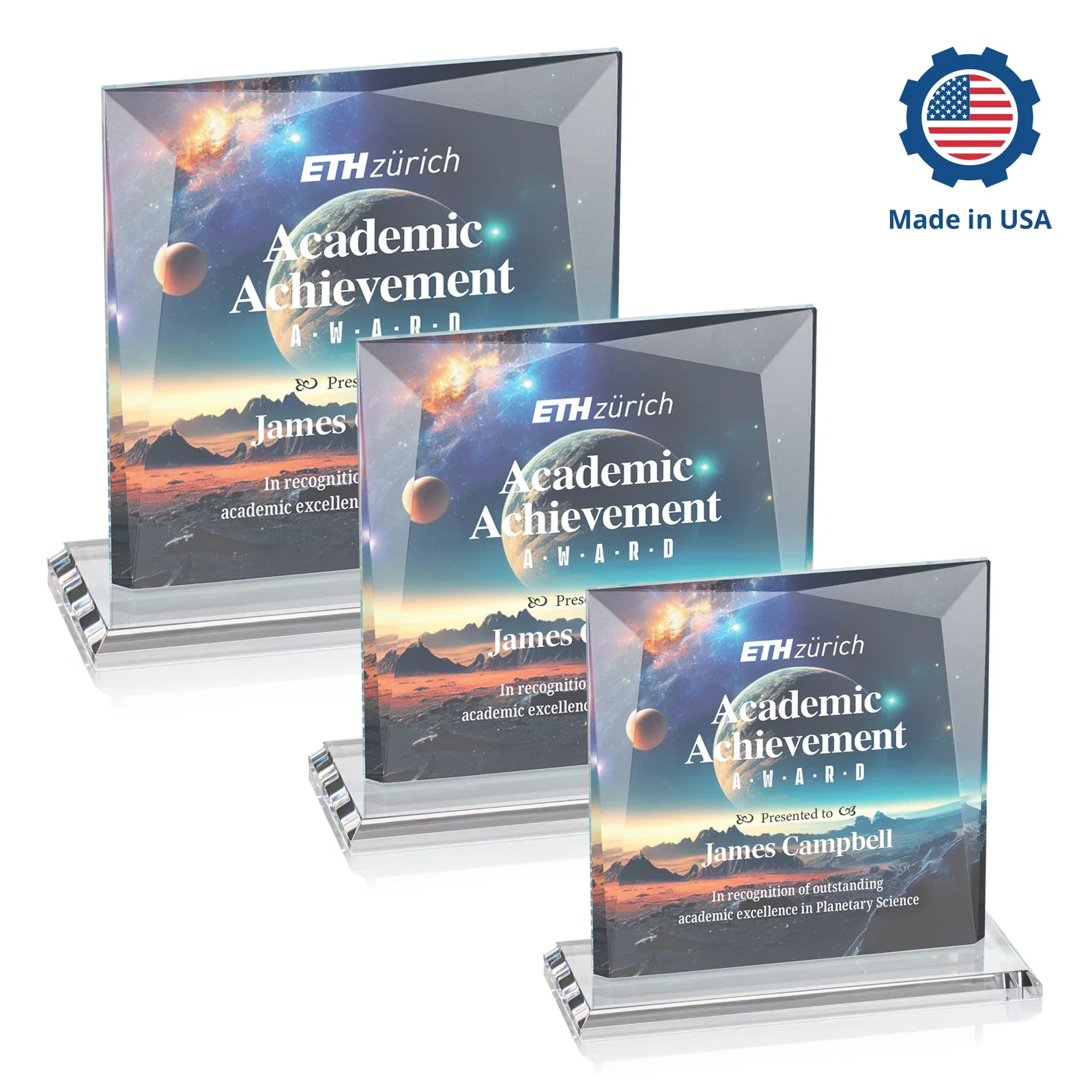 Customized Starfire Crystal Square Award with All-Around Beveled Frame, awards for safety achievement programs