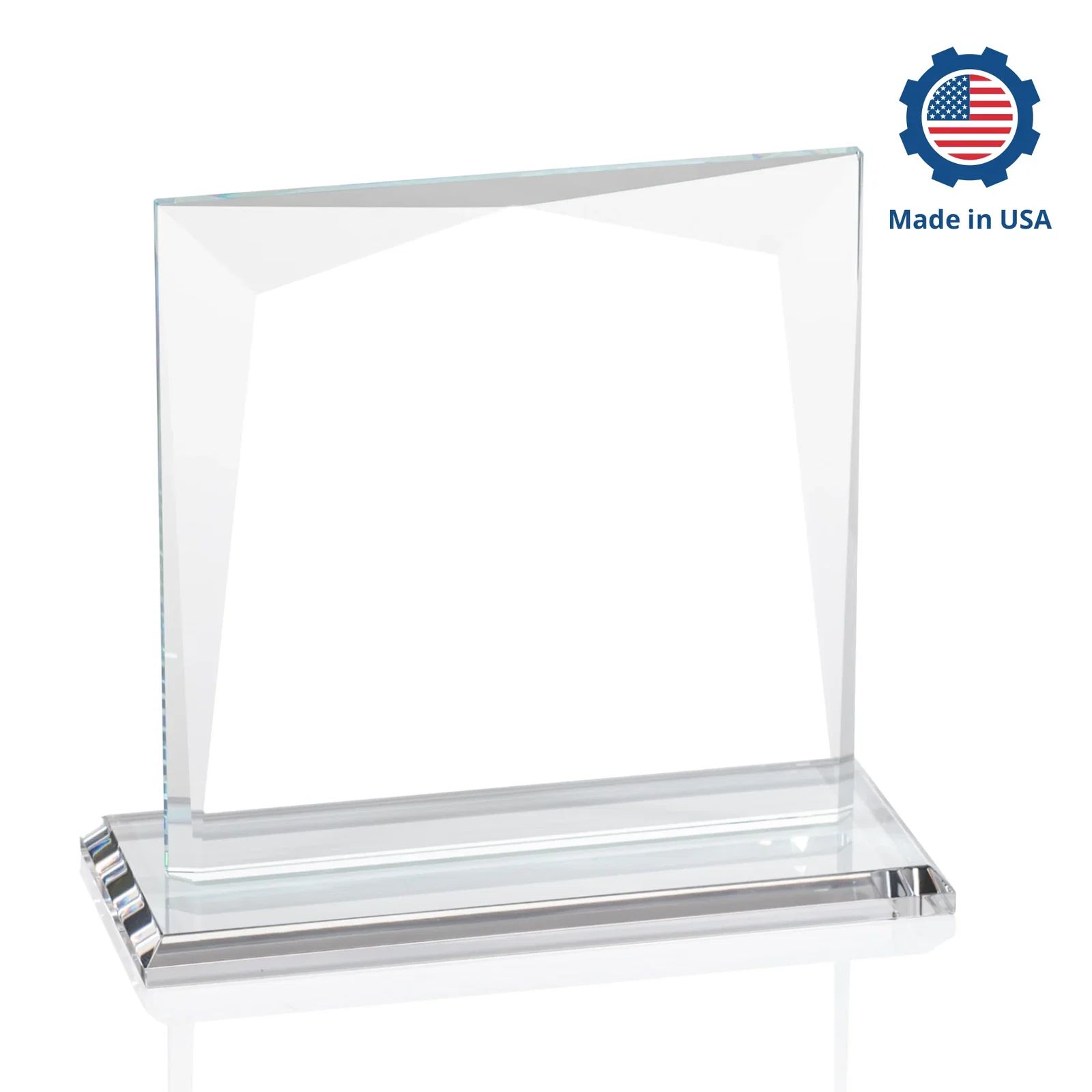 Custom engraved Starfire Crystal Square Award with All-Around Beveled Frame, awards for corporate award ceremonies