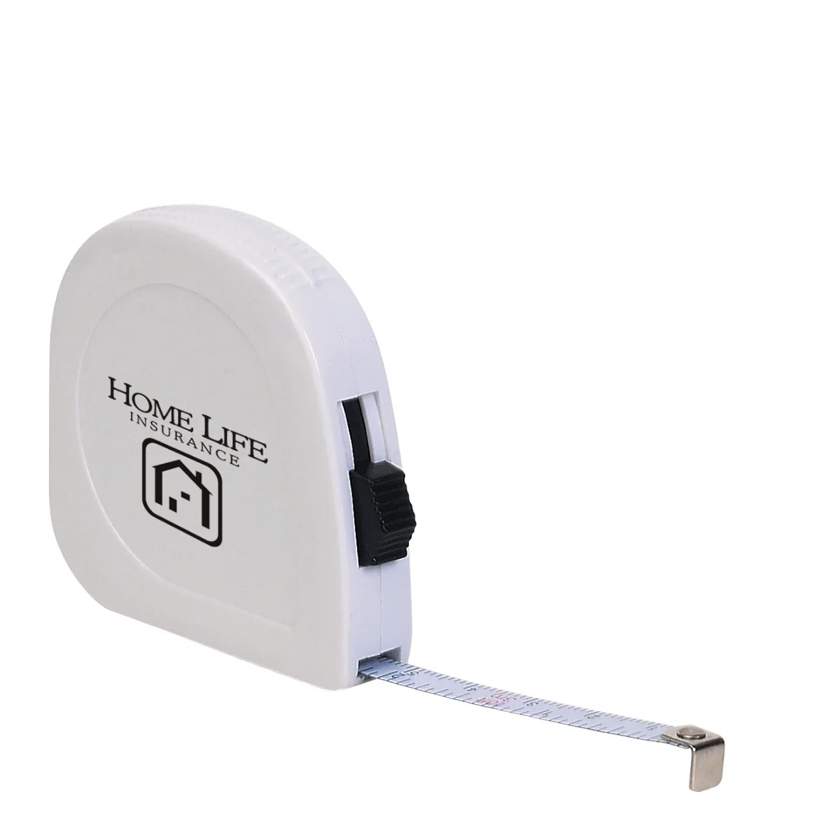 Retractable ten-foot measure with a flat imprint area on the shell