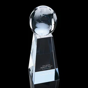 Tapered Crystal Monolith with Frosted Globe Top