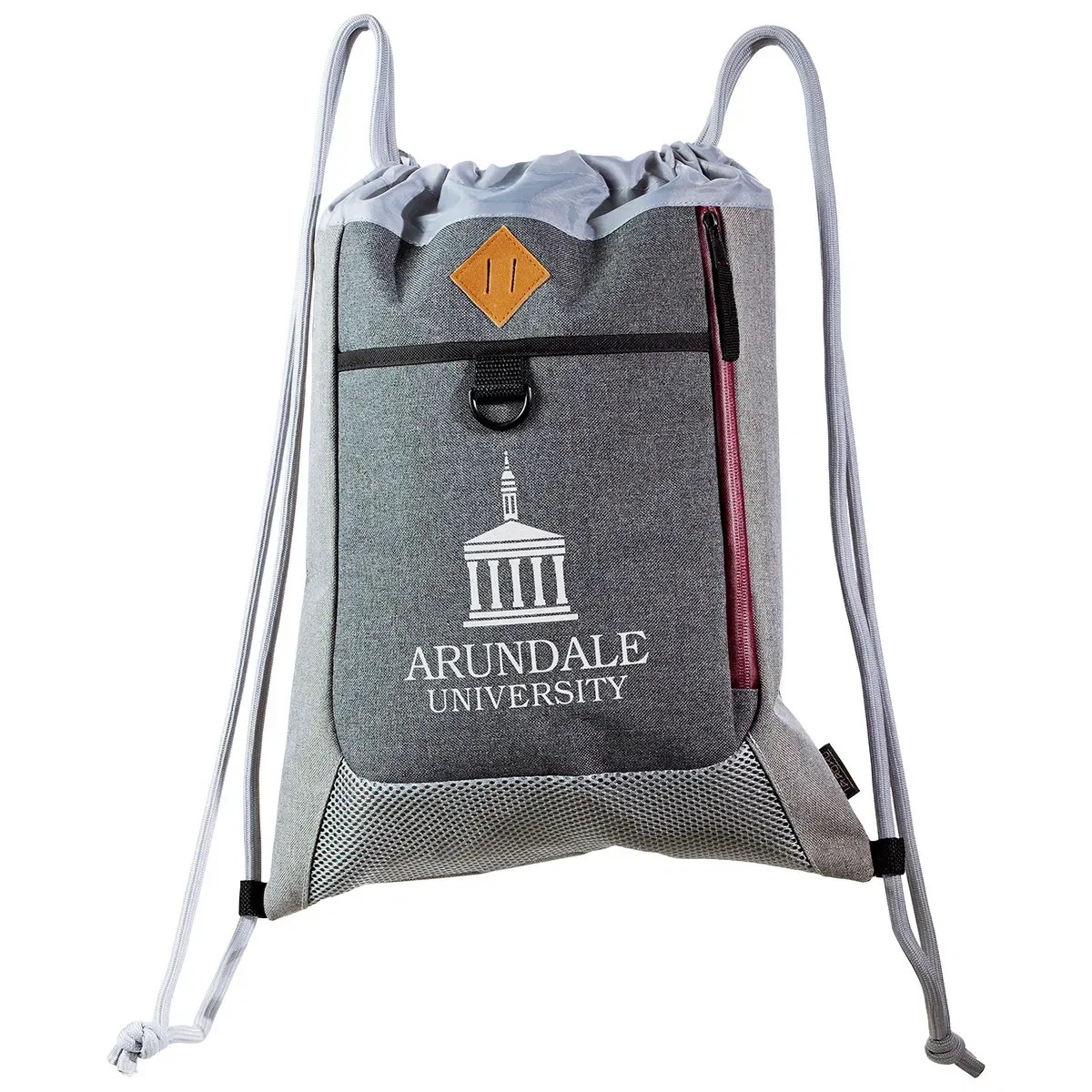 Custom Taroko Bordeaux Polycanvas String Backpack, branded drawstring cinch bag in bordeaux polycanvas, front view