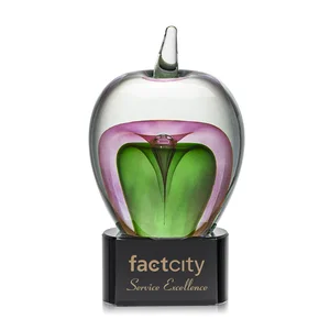 Hand-Blown Glass Apple Award With Colorfill on Green or Black Base