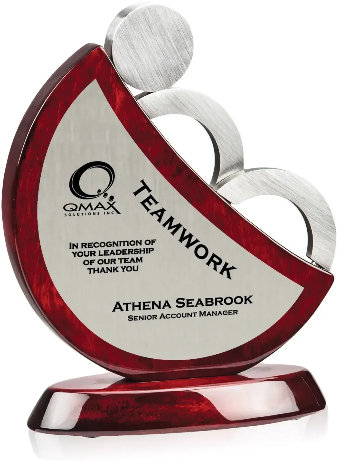 Rosewood Teamwork Achievement Award with Custom Engraving — view 2