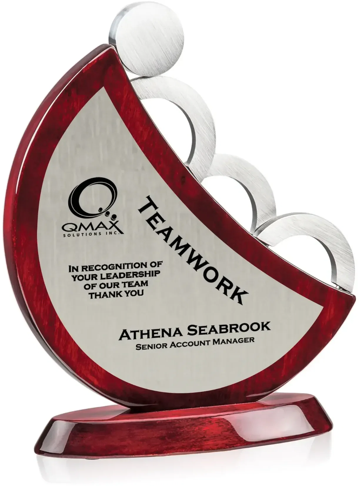 Rosewood Teamwork Achievement Award with Custom Engraving — view 3