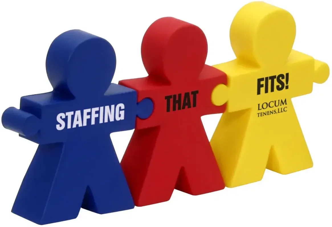 Custom Teamwork Puzzle Set Stress Reliever, three interlocking promotional foam pieces with logo imprint