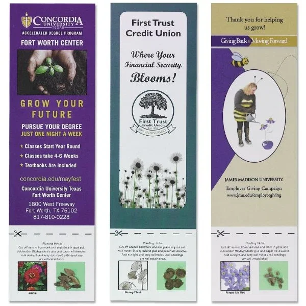 Tear-off seed paper bookmark, full-color bookmark with plantable seed tear strip