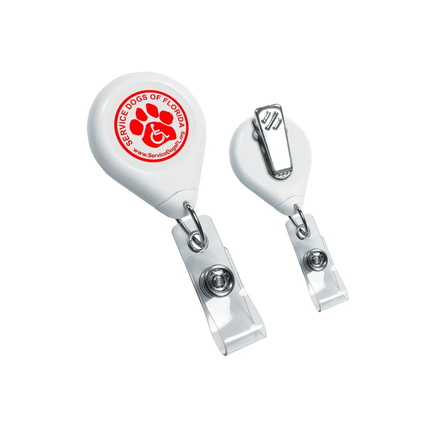 Tear Shape Retractable Badge Holder — White — view 2