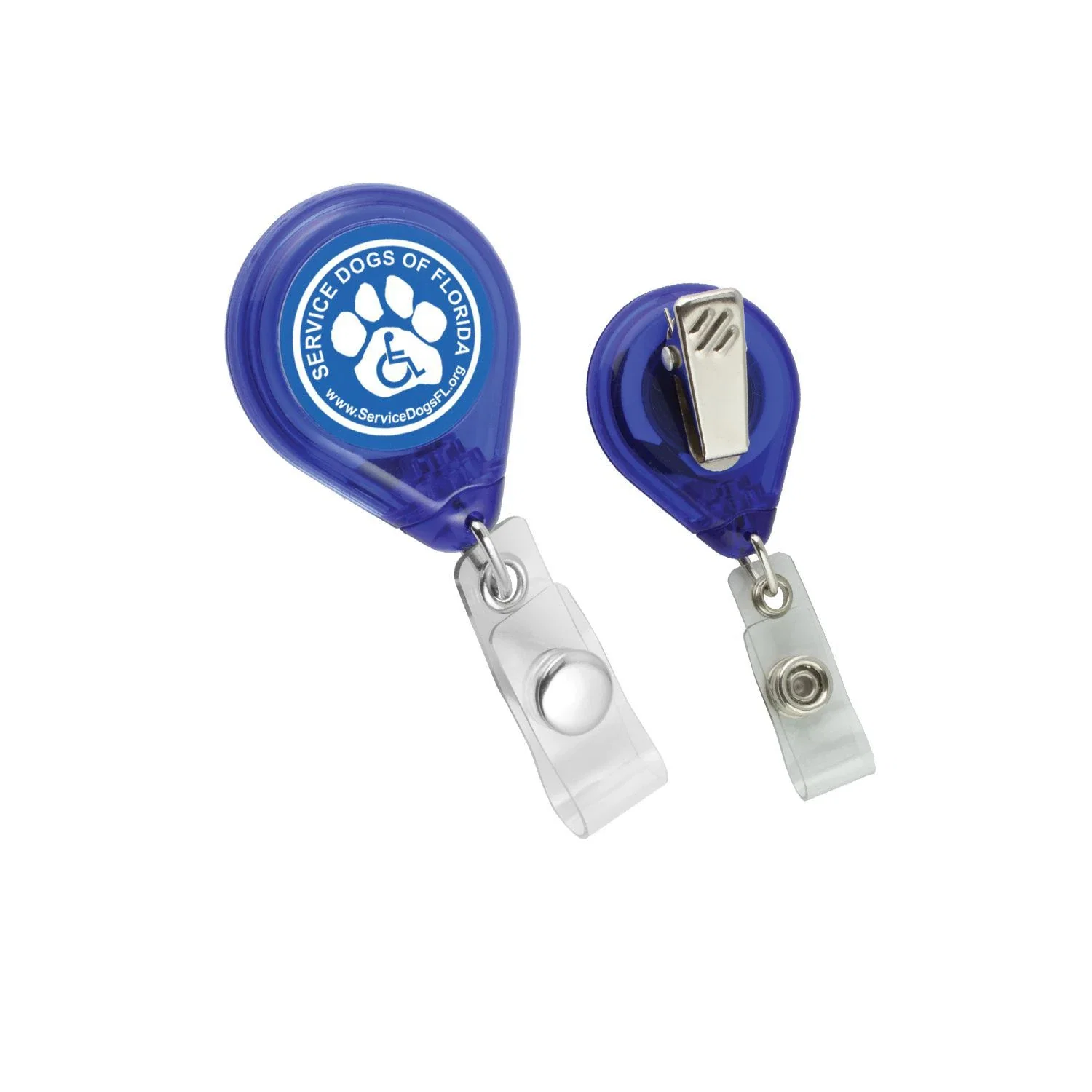 Tear Shape Retractable Badge Holder — Blue — view 3