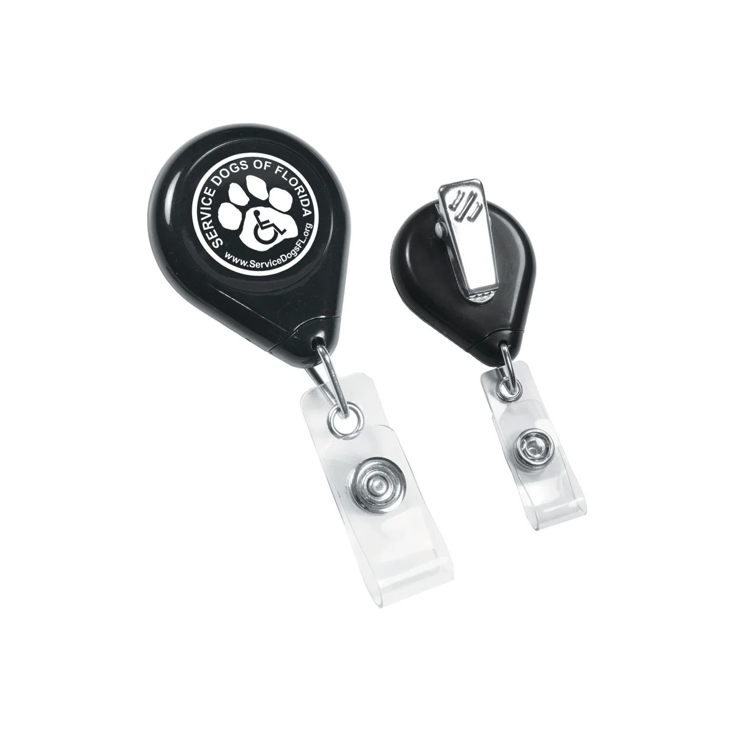 Tear Shape Retractable Badge Holder — Black — view 4