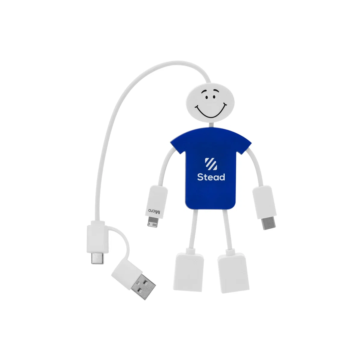 Charging cable coiled beside its attached USB hub