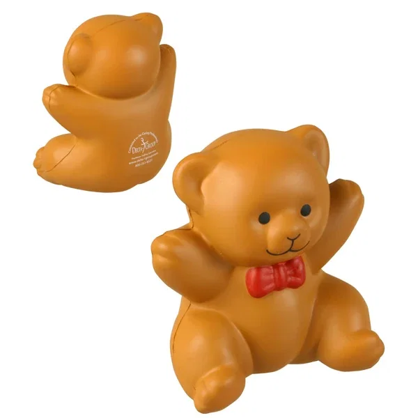 Teddy bear shaped stress reliever, 3 x 3 x 2 inches
