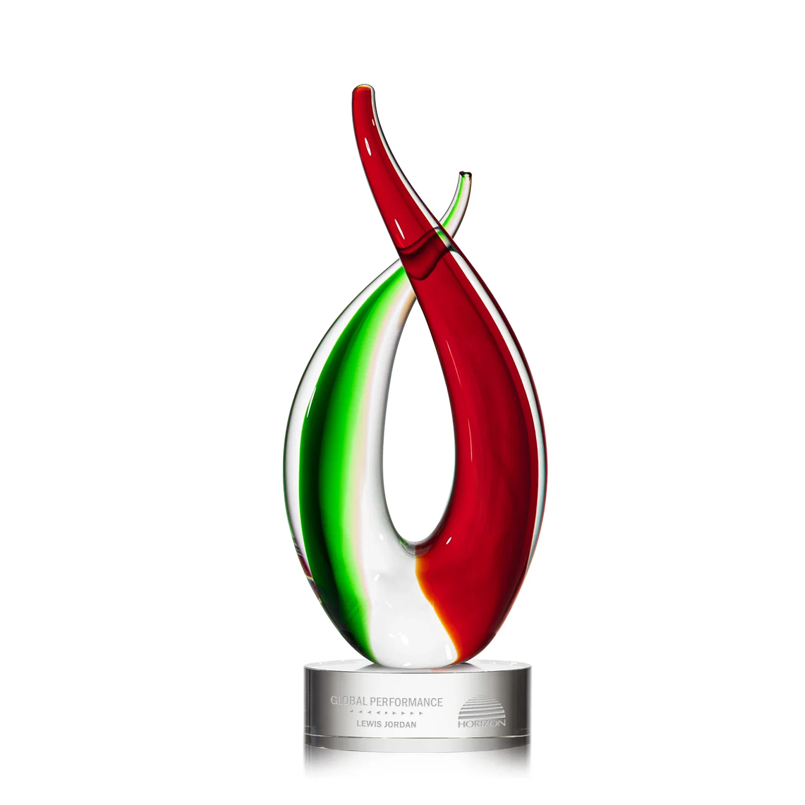 Custom Free Form Art Glass Flame Sculpture Award for employee recognition