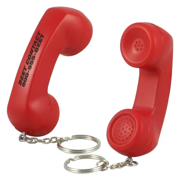 Telephone receiver shaped stress reliever key chain