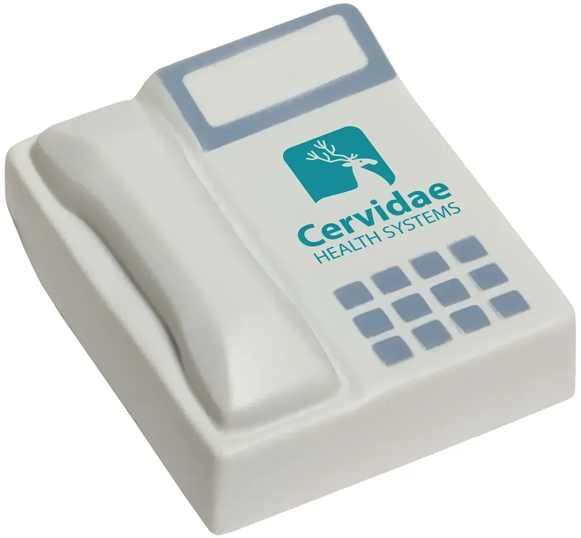 Telephone Stress Reliever, a custom handset-shaped squeeze toy for logo-branded promotional outreach