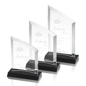 Slim Starfire Crystal Award with Angled Top on Black Base