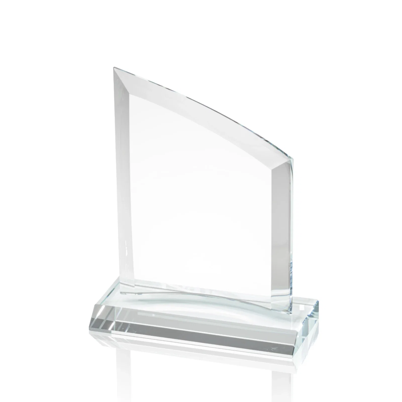 Promotional Slim Starfire Crystal Award with Angled Top on Black Base, awards for company anniversary events