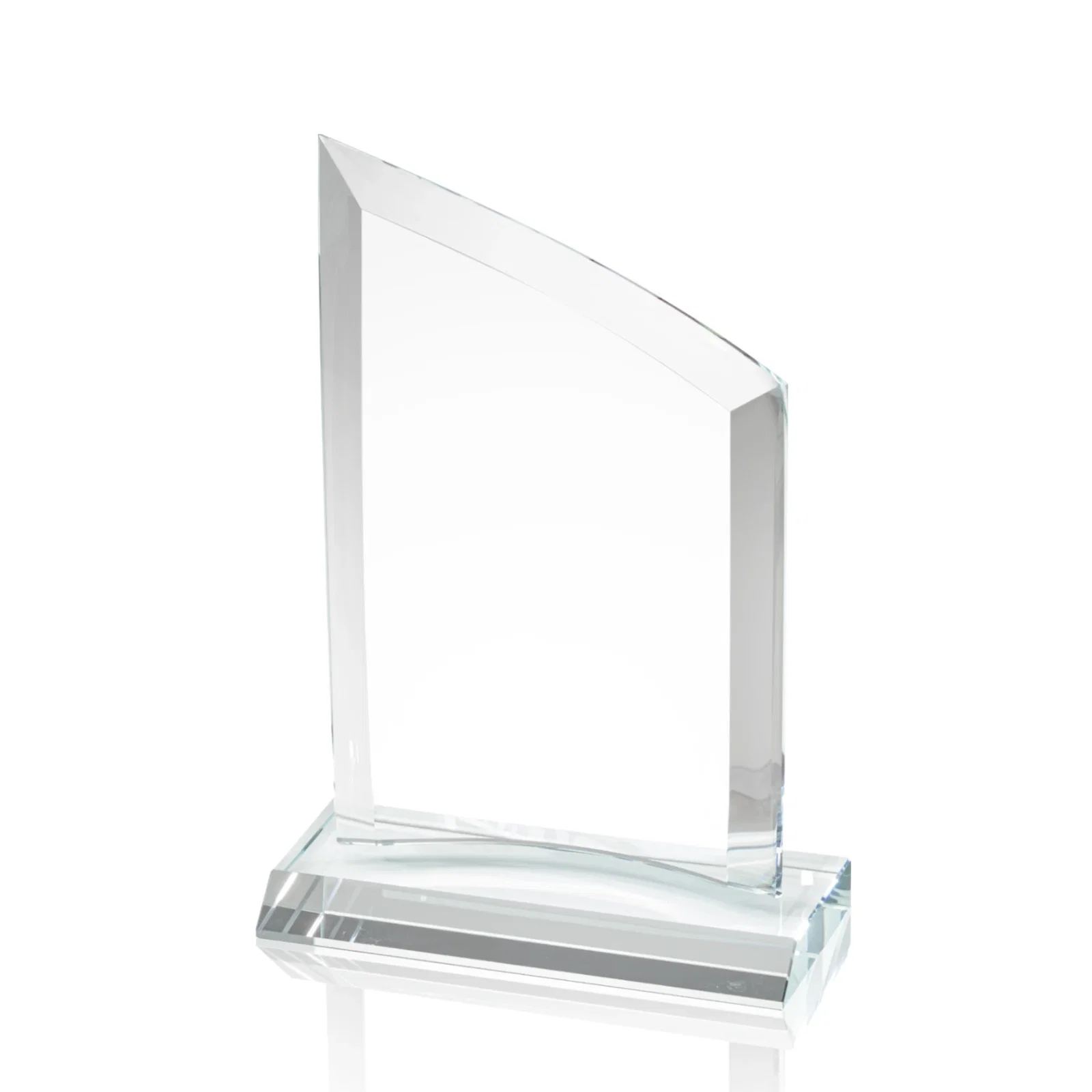 Branded Slim Starfire Crystal Award with Angled Top on Black Base, awards for employee recognition