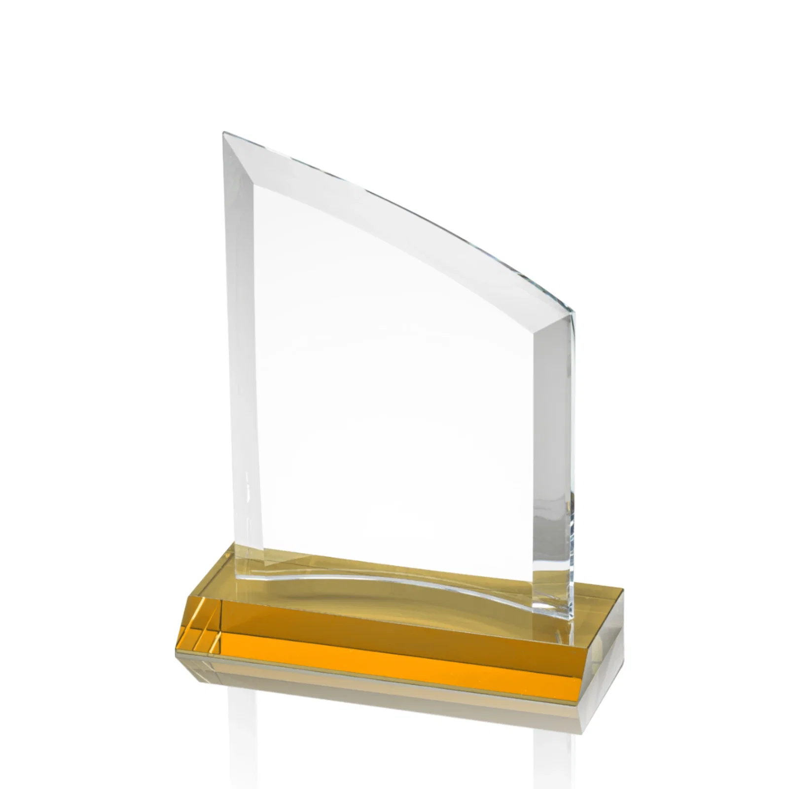Branded Slim Starfire Crystal Award with Angled Top on Black Base, awards for service anniversary gifts