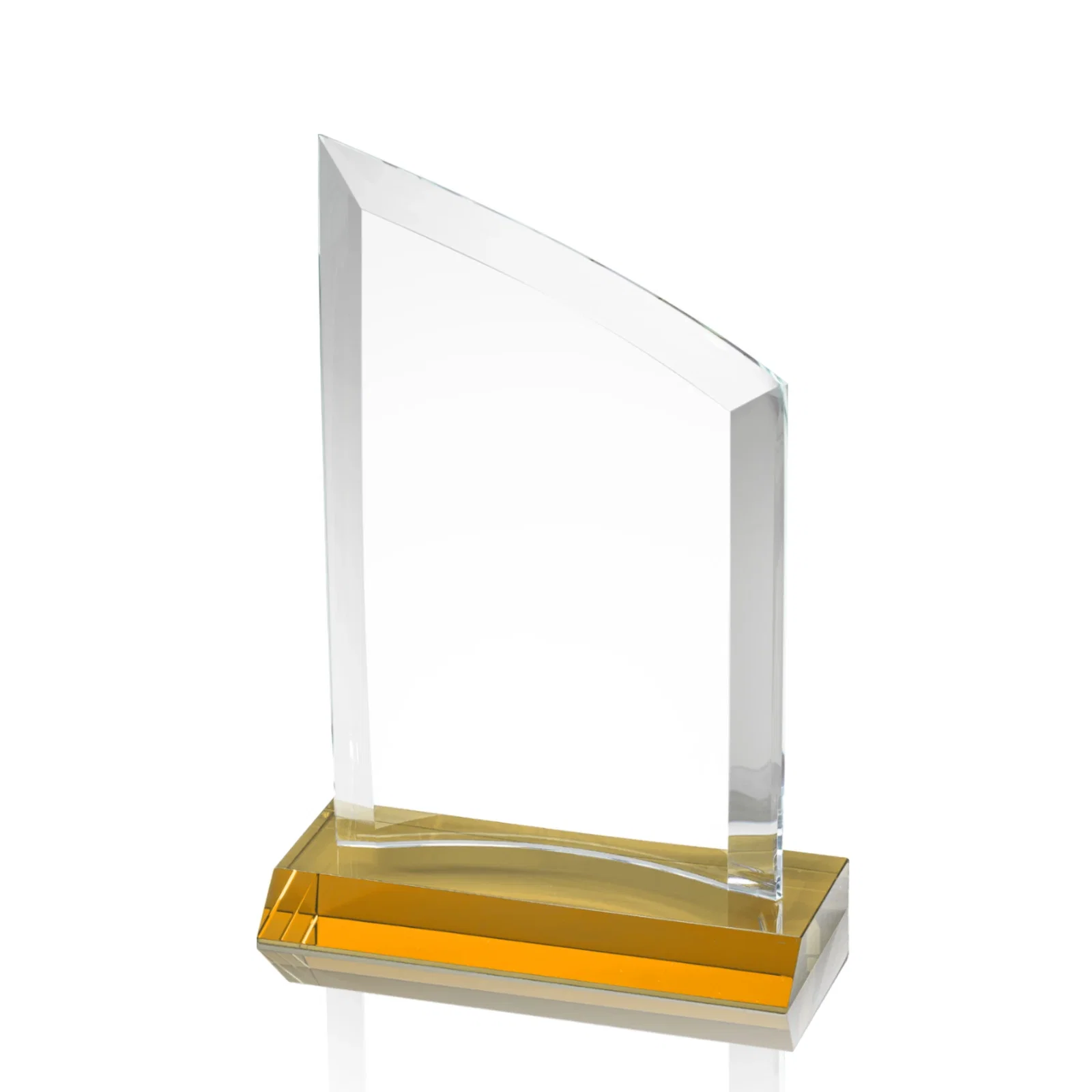 Branded Slim Starfire Crystal Award with Angled Top on Black Base, awards for sales achievement awards