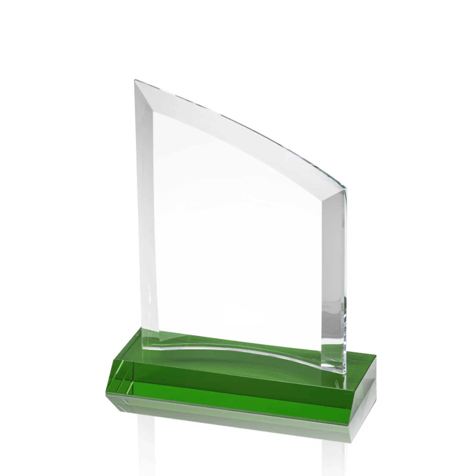 Branded Slim Starfire Crystal Award with Angled Top on Black Base, awards for team milestone celebrations