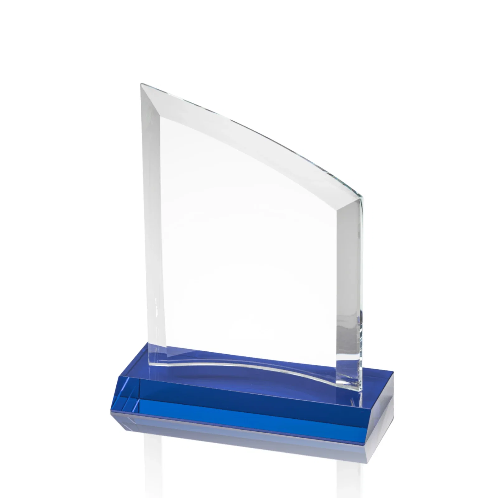 Branded Slim Starfire Crystal Award with Angled Top on Black Base, awards for safety achievement programs