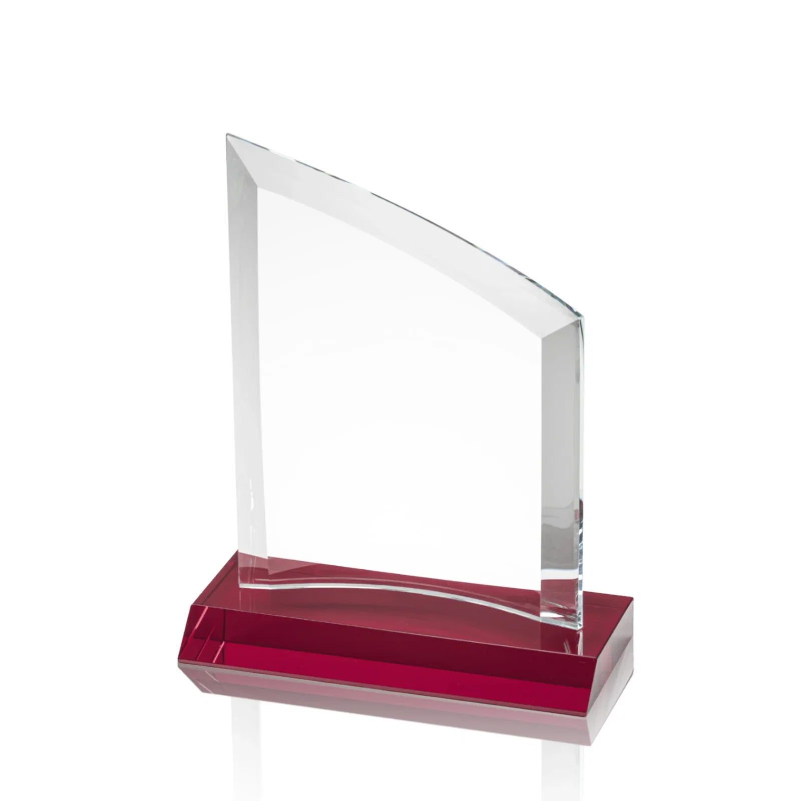 Branded Slim Starfire Crystal Award with Angled Top on Black Base, awards for company anniversary events