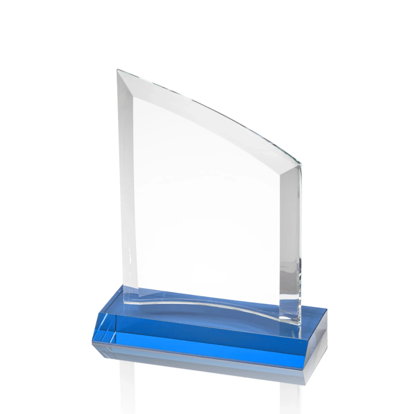 Custom printed Slim Starfire Crystal Award with Angled Top on Black Base, awards for service anniversary gifts