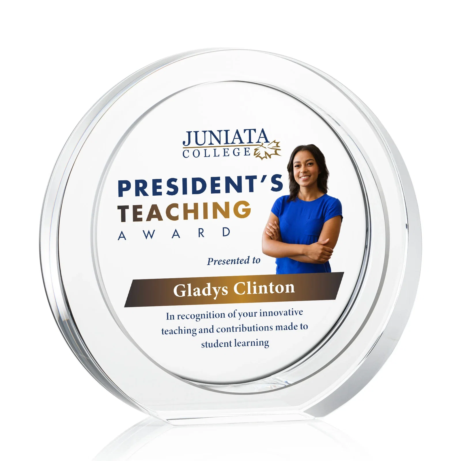 Custom Optical Crystal Award with a Deep Recessed Center, awards for volunteer appreciation